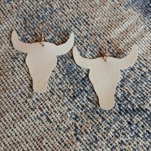 White Glittery Cow Skull Earrings
